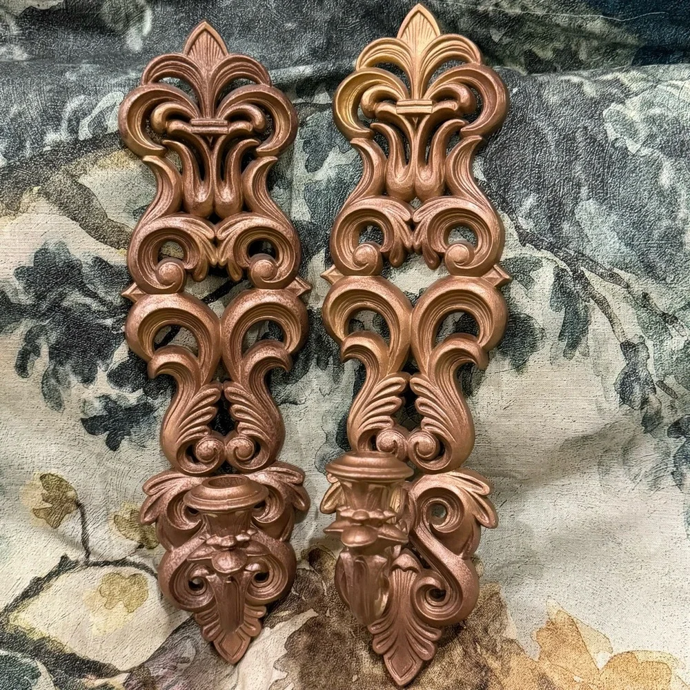 SCONCE Set (2) Burwood Homco Wall Hanging Candle Holders Ornate